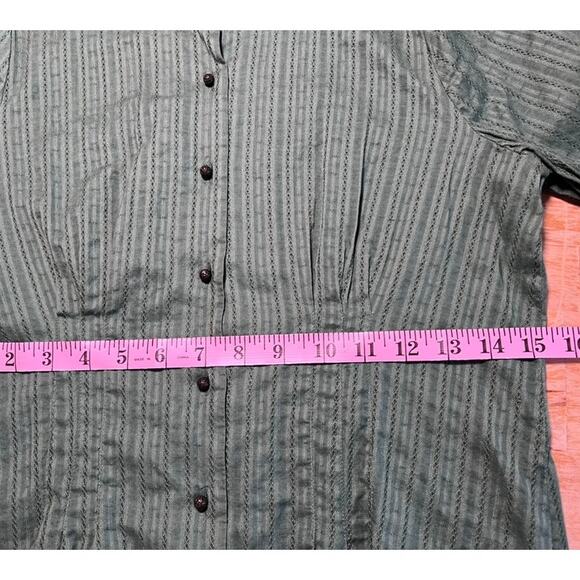 Retro Prairie 3/4 Sleeve Blouse Top Shirt V Neck Sz 4 Green Cosplay Western Boho - Picture 5 of 9